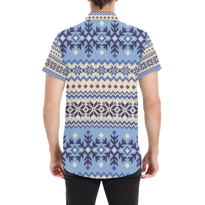 Nordic Pattern Print Design A03 Men's Short Sleeve Button Up Shirt