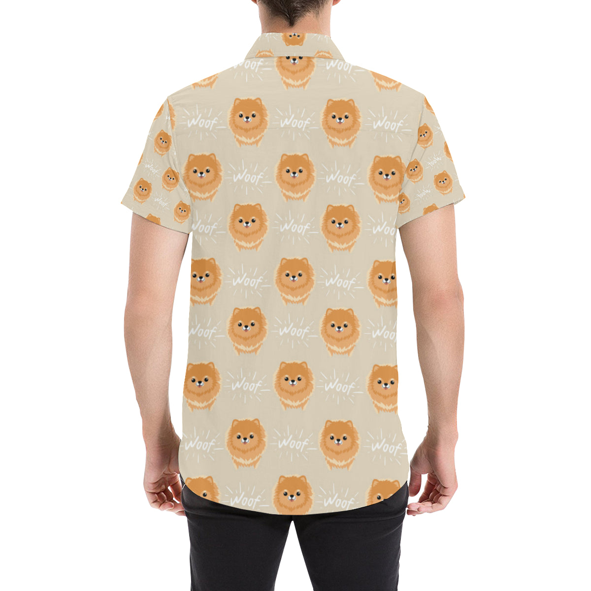 Pomeranians Pattern Print Design A04 Men's Short Sleeve Button Up Shirt