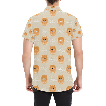 Pomeranians Pattern Print Design A04 Men's Short Sleeve Button Up Shirt
