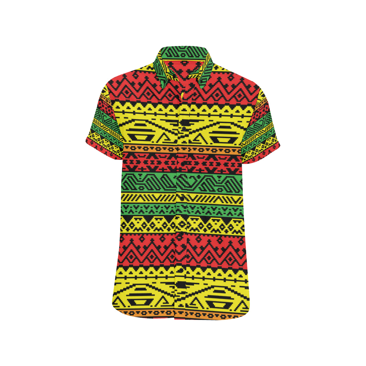Rastafarian Pattern Print Design A02 Men's Short Sleeve Button Up Shirt