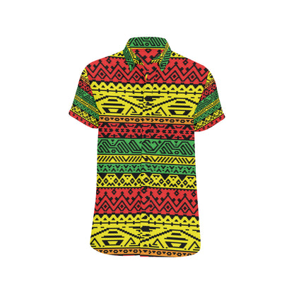 Rastafarian Pattern Print Design A02 Men's Short Sleeve Button Up Shirt