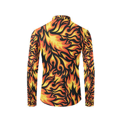 Flame Fire Design Pattern Men's Long Sleeve Shirt