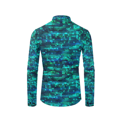 Mermaid Scales Pattern Print Design 06 Men's Long Sleeve Shirt