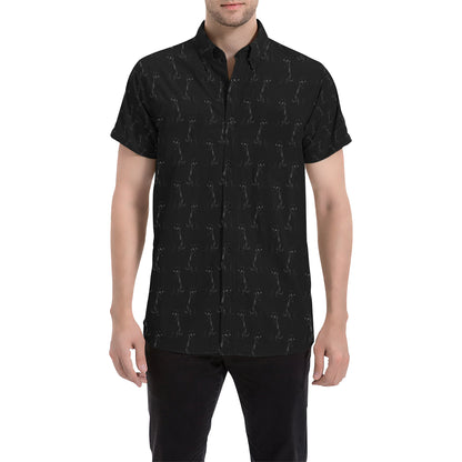 Black Cat Pattern Print Design 03 Men's Short Sleeve Button Up Shirt