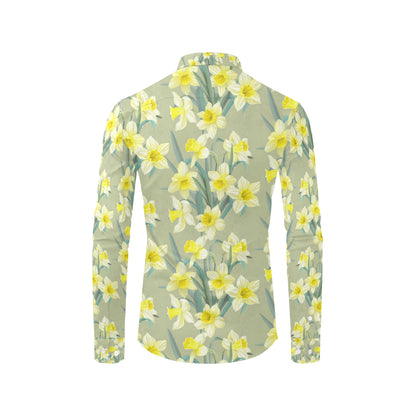 Daffodils Pattern Print Design DF01 Men's Long Sleeve Shirt