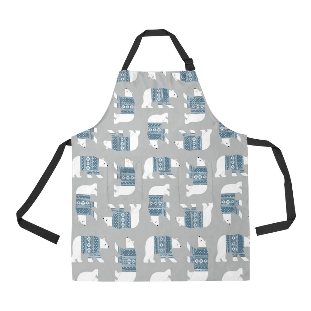 Polar Bear Pattern Print Design A03 Apron with Pocket