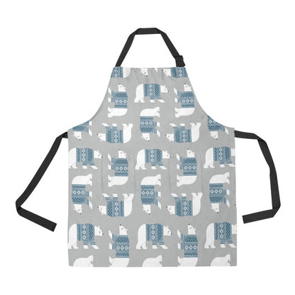 Polar Bear Pattern Print Design A03 Apron with Pocket