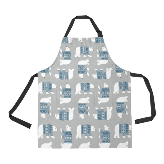 Polar Bear Pattern Print Design A03 Apron with Pocket