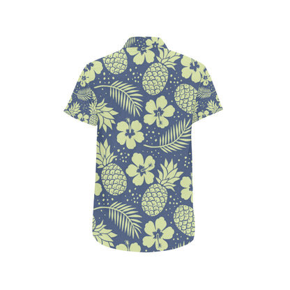 Pineapple Pattern Print Design PP07 Men's Short Sleeve Button Up Shirt