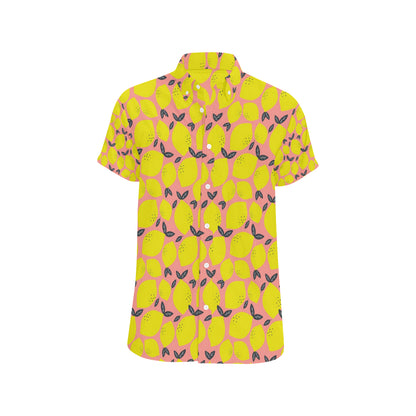 Lemon Pattern Print Design LM03 Men's Short Sleeve Button Up Shirt