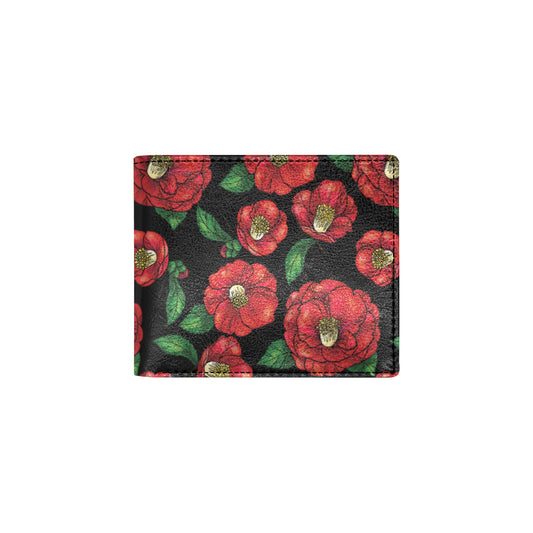 Camellia Pattern Print Design CM07 Men's ID Card Wallet
