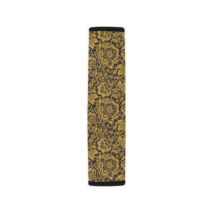 Brocade Gold Pattern Print Design 01 Car Seat Belt Cover