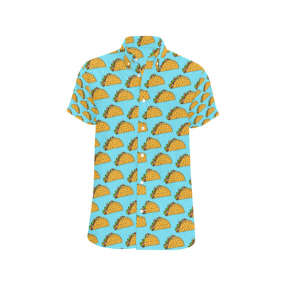 Taco Pattern Print Design TC03 Men's Short Sleeve Button Up Shirt