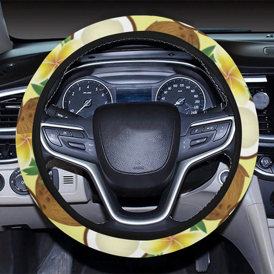 Coconut Pattern Print Design CN02 Steering Wheel Cover with Elastic Edge