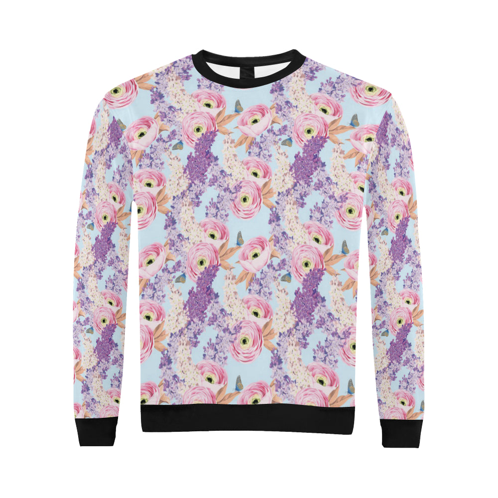 Lilac Pattern Print Design LI03 Men Long Sleeve Sweatshirt