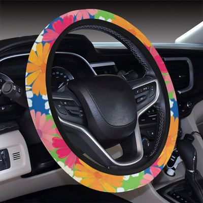 Daisy Pattern Print Design DS05 Steering Wheel Cover with Elastic Edge