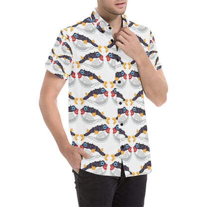 Fugu Pattern Print Design 03 Men's Short Sleeve Button Up Shirt