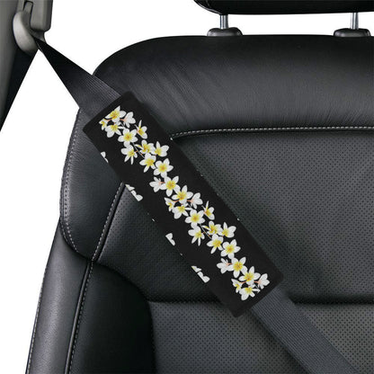 White Plumeria Pattern Print Design PM08 Car Seat Belt Cover