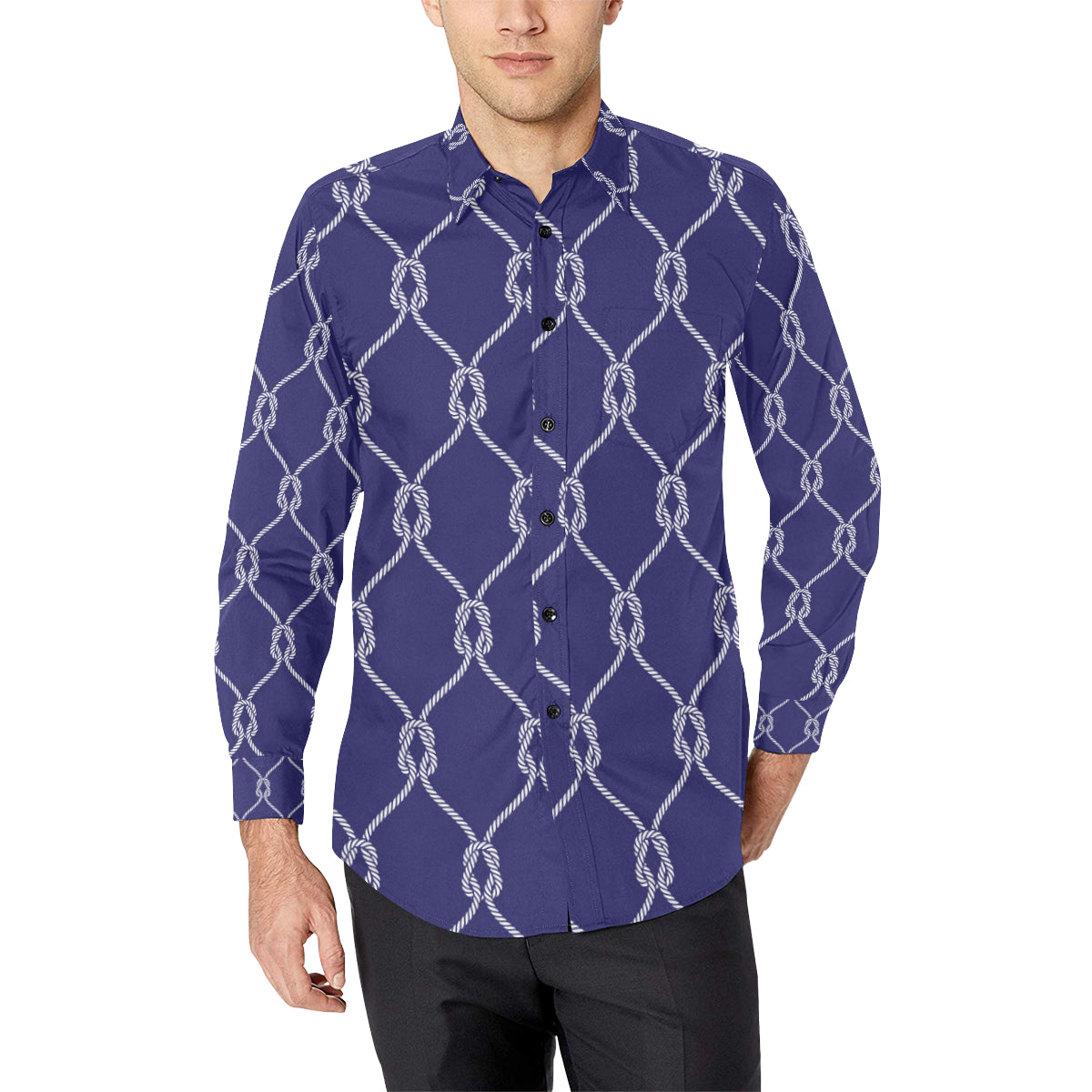 Rope Pattern Print Design A03 Men's Long Sleeve Shirt