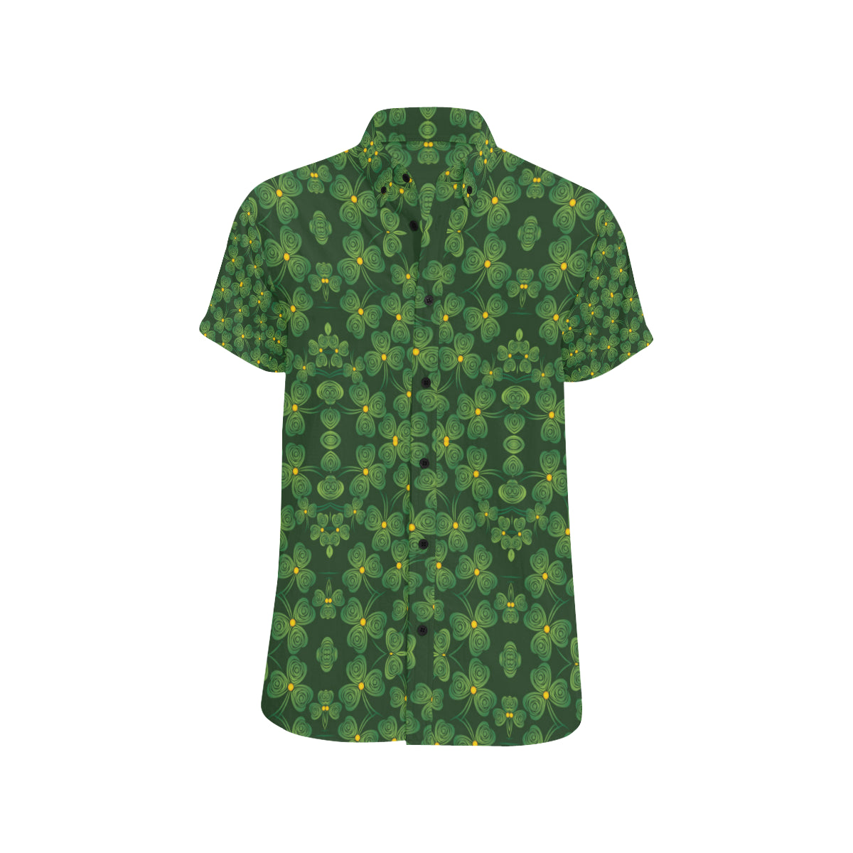 Shamrock Pattern Men's Short Sleeve Button Up Shirt