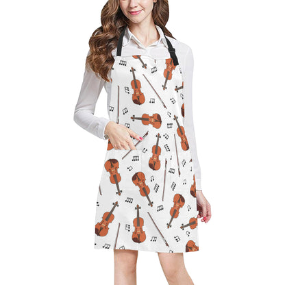 Violin Pattern Print Design 02 Apron with Pocket