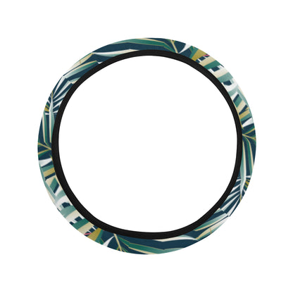 Sun Spot Tropical Palm Leaves Steering Wheel Cover with Elastic Edge
