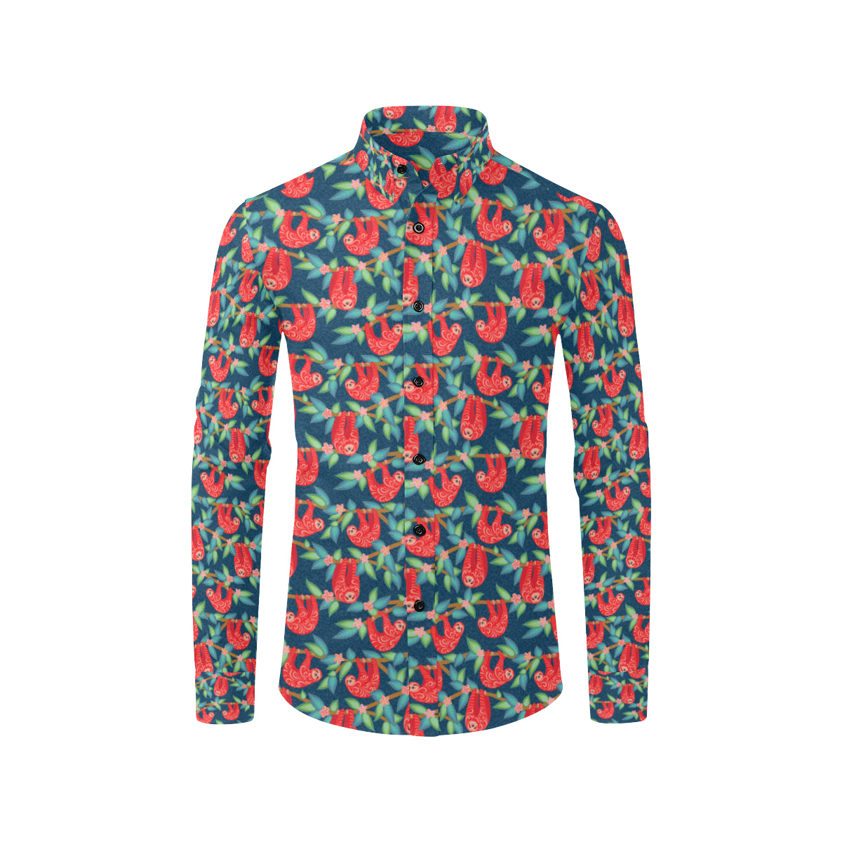 Sloth Red Design Themed Print Men's Long Sleeve Shirt