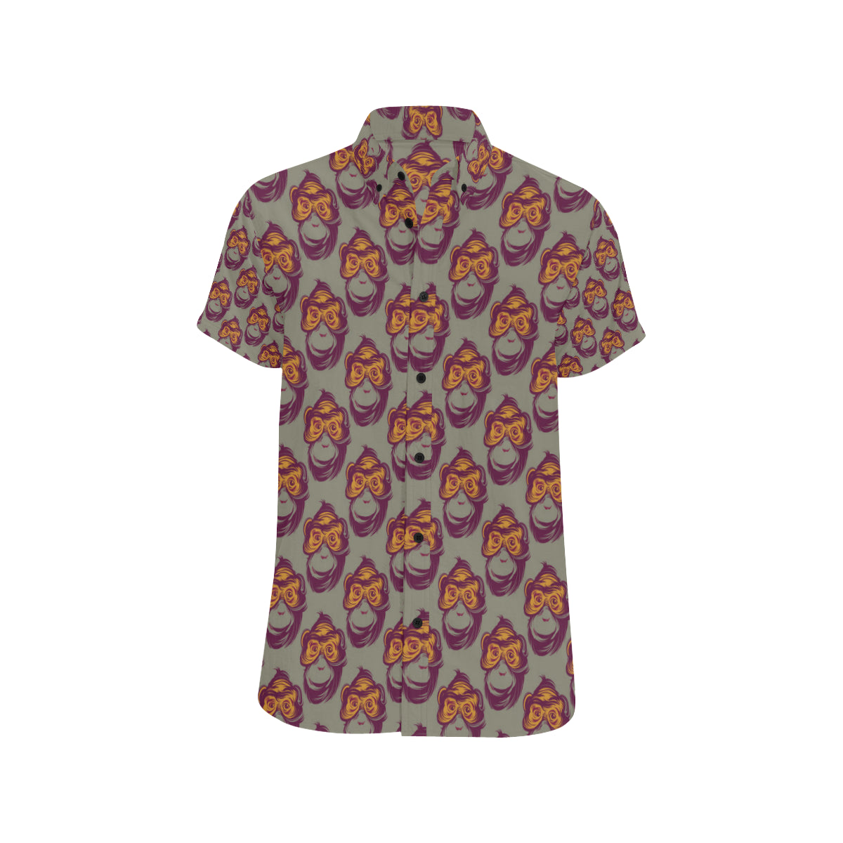 Chimpanzee Pattern Print Design 02 Men's Short Sleeve Button Up Shirt
