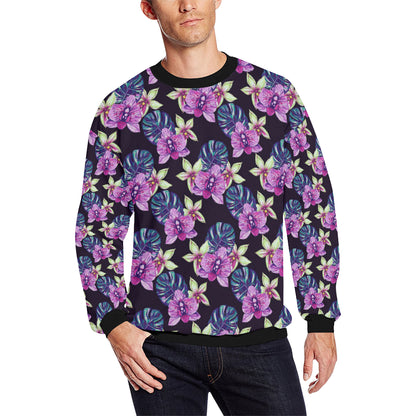 Orchid Pattern Print Design OR010 Men Long Sleeve Sweatshirt