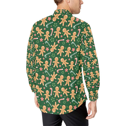 Gingerbread Pattern Print Design 04 Men's Long Sleeve Shirt