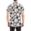 Baseball Black Background Men's Short Sleeve Button Up Shirt