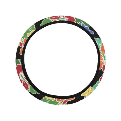 Hawaiian Themed Pattern Print Design H010 Steering Wheel Cover with Elastic Edge