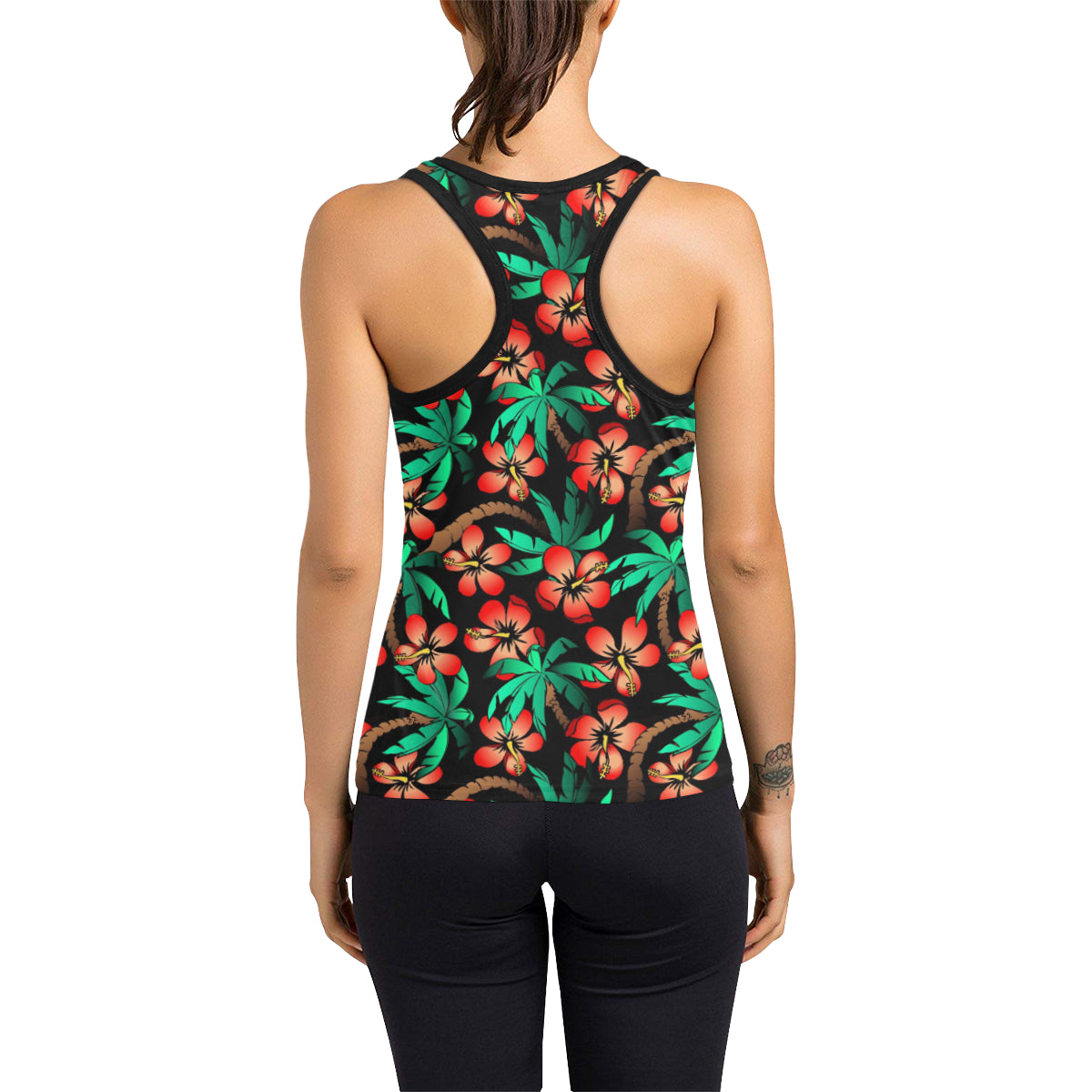 Hawaiian Themed Pattern Print Design H022 Women's Racerback Tank Top