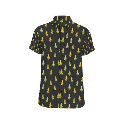 Corn Pattern Print Design 04 Men's Short Sleeve Button Up Shirt