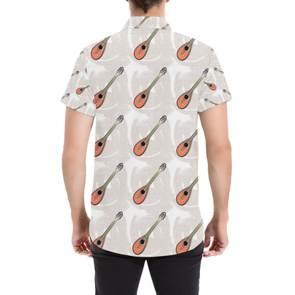 Mandolin Pattern Print Design 03 Men's Short Sleeve Button Up Shirt