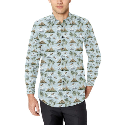 Aloha Hawaii island Design Themed Print Men's Long Sleeve Shirt