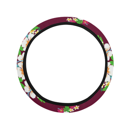 Hawaiian Themed Pattern Print Design H06 Steering Wheel Cover with Elastic Edge