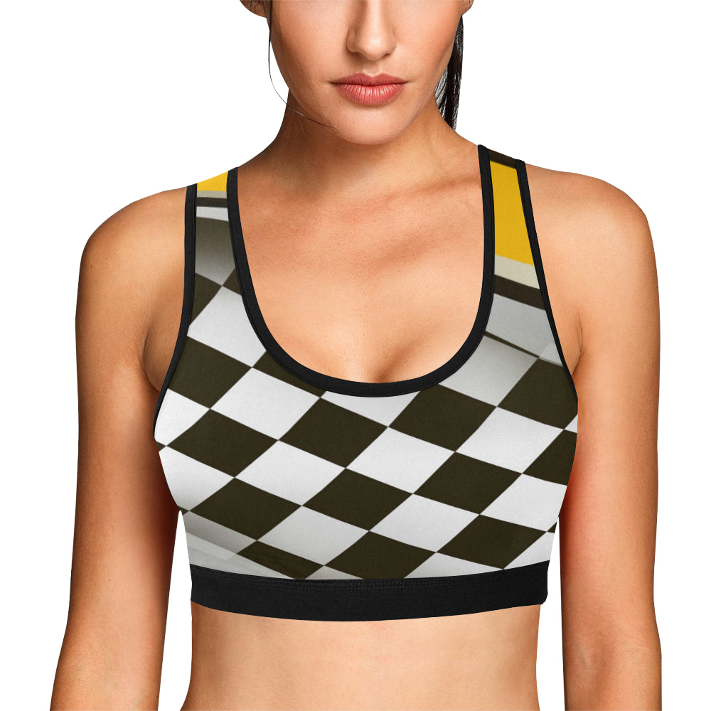 Checkered Flag Racing Style Sports Bra