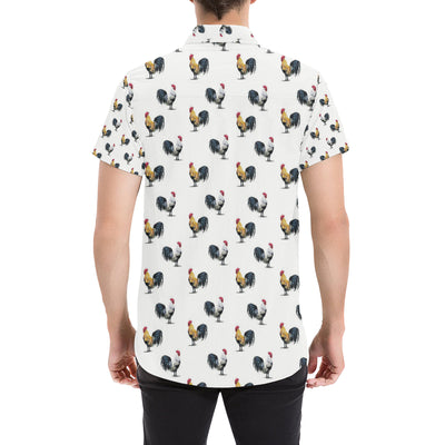 Chicken Pattern Print Design 02 Men's Short Sleeve Button Up Shirt