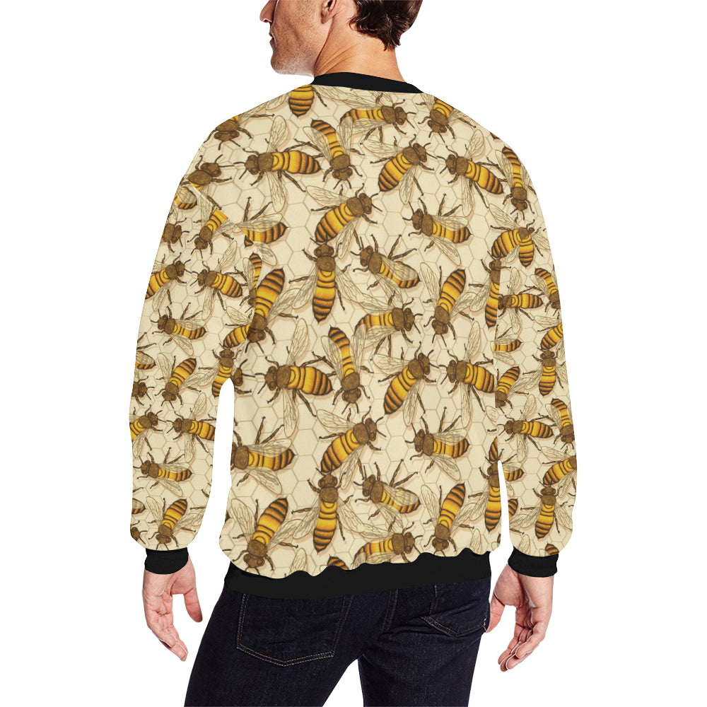 Bee Pattern Print Design BEE05 Men Long Sleeve Sweatshirt