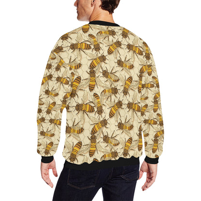 Bee Pattern Print Design BEE05 Men Long Sleeve Sweatshirt