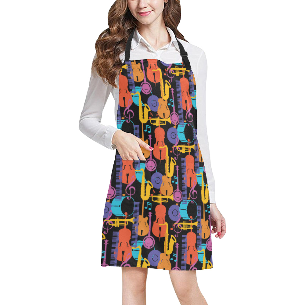 Jazz Pattern Print Design 03 Apron with Pocket