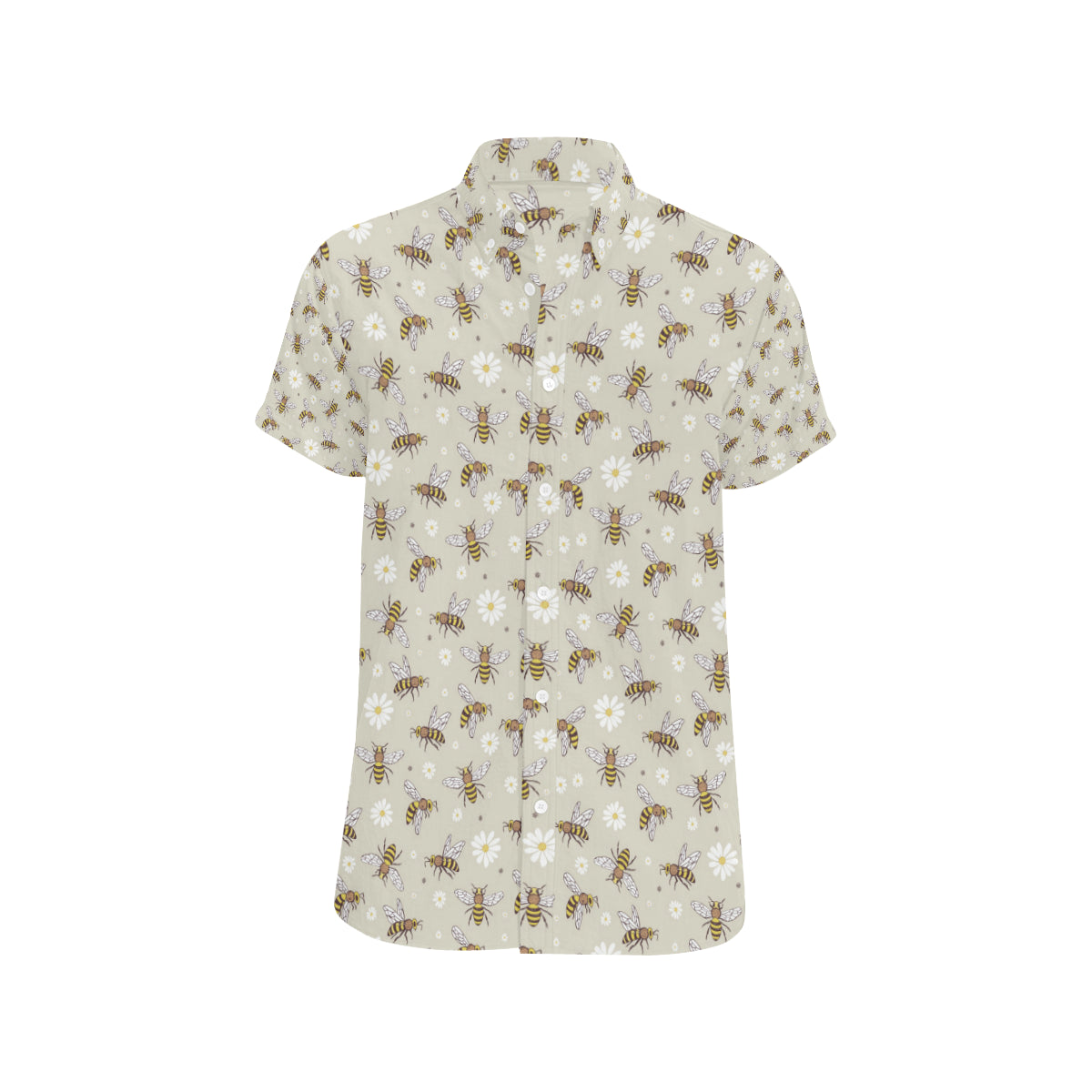 Bee Pattern Print Design 03 Men's Short Sleeve Button Up Shirt
