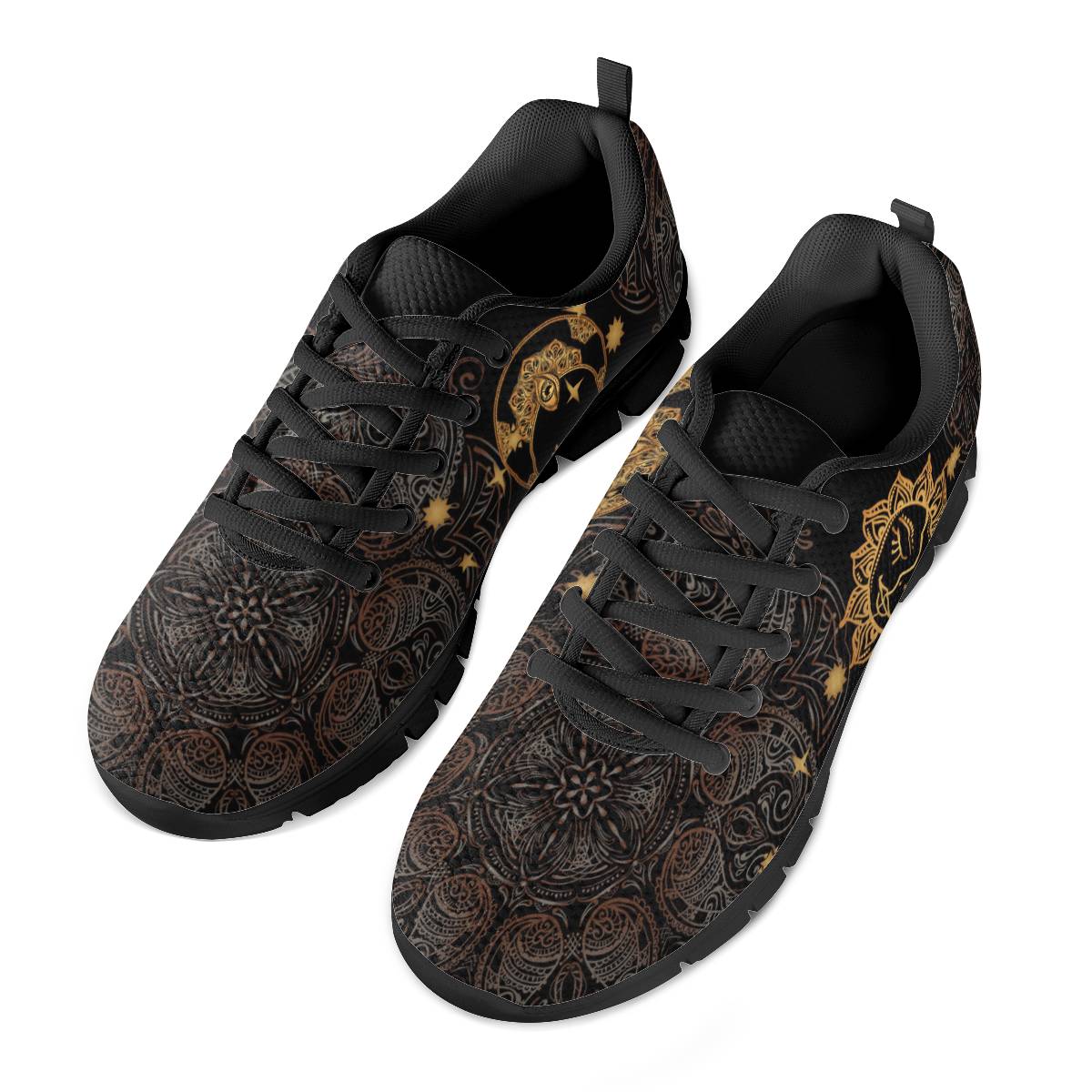 Gold Eye Sun Moon Mandala Women Sneakers Shoes