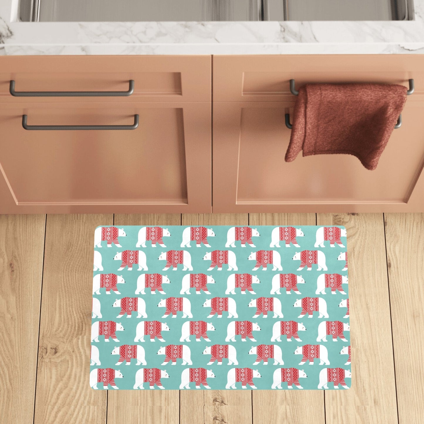 Polar Bear Pattern Print Design A04 Kitchen Mat
