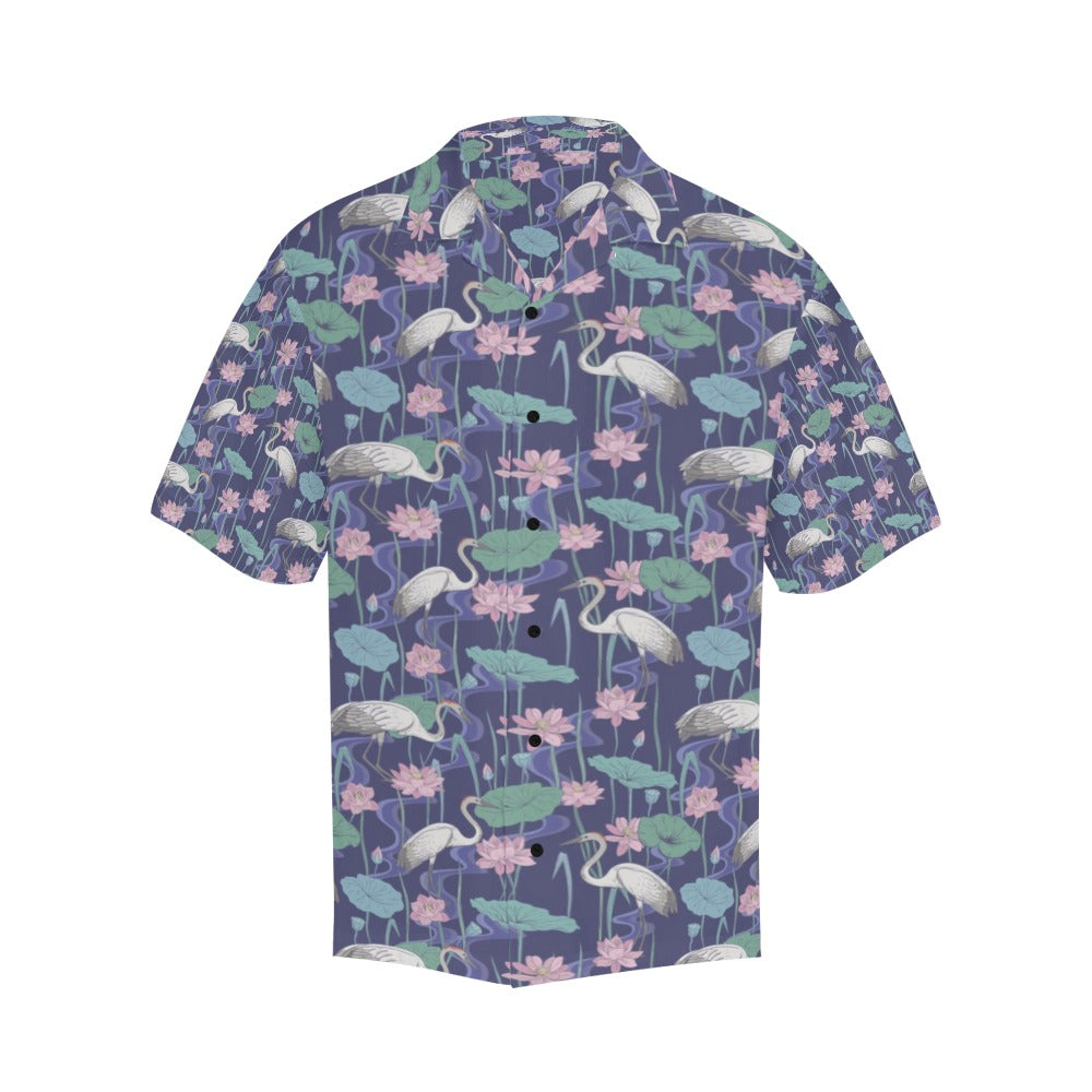 Water Lily Print Design LKS306 Men's Hawaiian Shirt