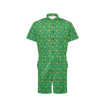 Shamrock With Horse Shoes Print Design LKS305 Men's Romper