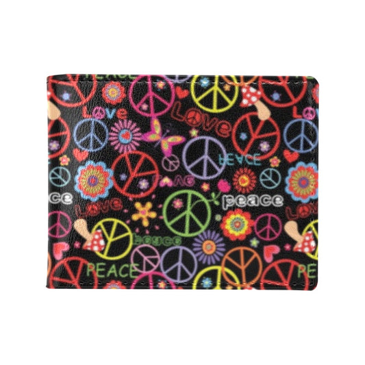 Peace Sign Colorful Design Print Men's ID Card Wallet