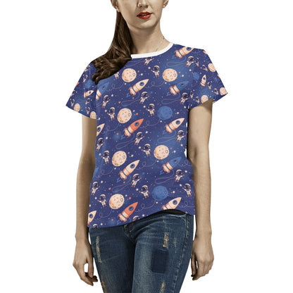 Space Astronaut Rocket Print Design LKS304 Women's  T-shirt