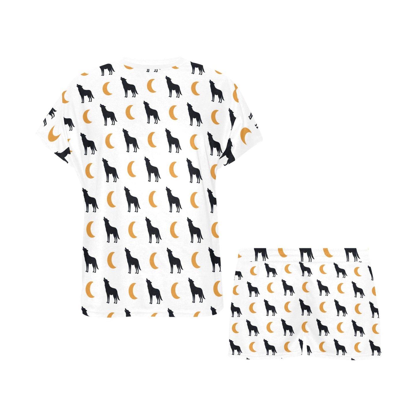 Wolf Moon Print Design LKS302 Women's Short Pajama Set